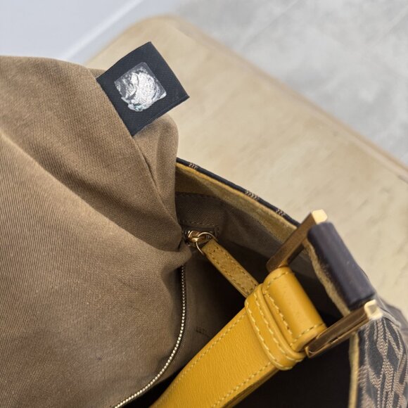 Authentic Fendi Zucca Tobacco Large Hobo Bag with Yellow Handle - Pre-Loved - Picture 10 of 16